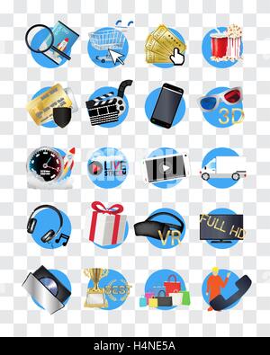 Films en ligne icône store Illustration de Vecteur