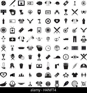 Baseball 100 icons set Illustration de Vecteur