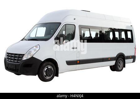 Minibus Compact isolé sur fond blanc. Banque D'Images