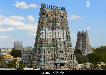 Temple de Minakshi à Madurai. Tamil Nadu, Inde. C'est un temple double, dont l'un est dédié à Meenakshi, Banque D'Images