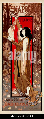 L'espagnol pour l'affiche de la Maison A. et E., Napoléon, Alexandre de Riquer, 1856-1920, l'artiste Banque D'Images