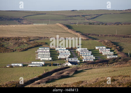 Caravanes statiques à Newgale, Pembrokeshire Banque D'Images