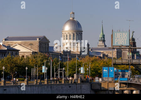 Vieux Port de Montréal, promenade et Marché Bonsecours, Montréal, Québec, Canada Banque D'Images