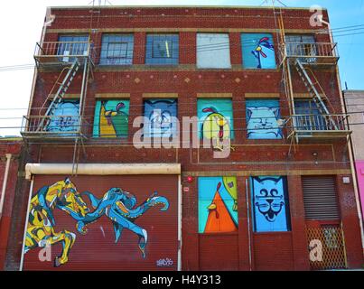 Urban,ville,life,art,metropolitan,des,vieux,graffiti,centre ville,Los Angeles,ghetto,alley,backstreet,artiste,vacances,vivant, Banque D'Images