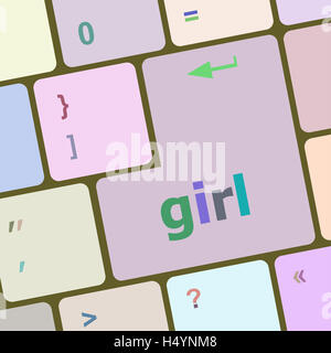 Bouton de touche clavier ordinateur - fille touche clavier Banque D'Images