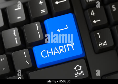 La charité libre de clavier bleu. 3D. Banque D'Images