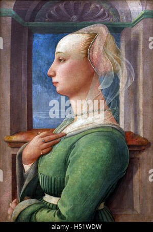 Profil d'une jeune femme portrait Fra Filippo Lippi 1445 peintre italien Italie 15ème siècle Banque D'Images