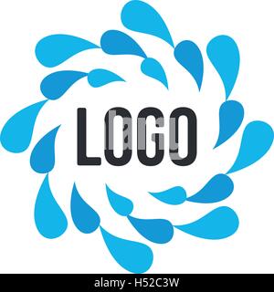 Résumé isolés des gouttes d'eau bleu logo du cercle. Logotype la circulation du liquide. Boire frais l'icône de démarrage. Forme ronde peinture spining signe. Processus de renouvellement naturel de symbole. Gouttes vecteur illustration. Illustration de Vecteur