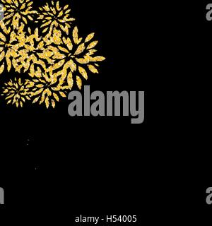 Abstract floral fond doré brillant. Fleurs d'or sur noir. Illustration de Vecteur
