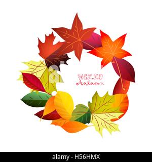 Couronne de feuilles colorées d'automne.Vector Illustration de Vecteur