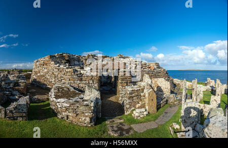 L'Âge du Fer Broch de Gurness sur terre ferme, Orkney, Scotland, UK Banque D'Images