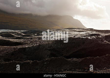 Glazier Paysage, Svinafellsjškull, au Sud Est de l'Islande, de l'Atlantique Nord, Europe Banque D'Images