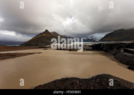 Glazier Paysage, Svinafellsjškull, au Sud Est de l'Islande, de l'Atlantique Nord, Europe Banque D'Images