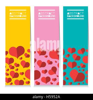 Design moderne Ensemble de trois coeurs rouges colorés Bannières verticales Vector Illustration Illustration de Vecteur