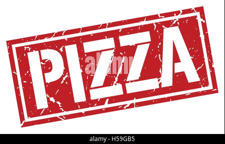 Pizza square grunge stamp Illustration de Vecteur