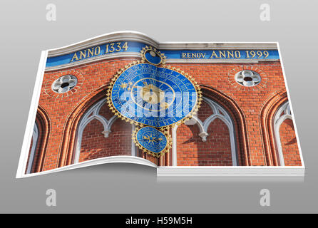 L'horloge astronomique à la Maison des Têtes Noires, Riga, Lettonie, Pays Baltes, Europe Banque D'Images