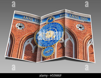 L'horloge astronomique à la Maison des Têtes Noires, Riga, Lettonie, Pays Baltes, Europe Banque D'Images