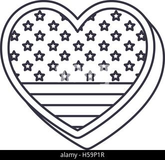Drapeau usa Silhouette à l'intérieur design coeur Illustration de Vecteur