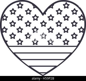 Drapeau usa Silhouette à l'intérieur design coeur Illustration de Vecteur