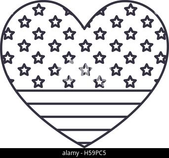 Drapeau usa Silhouette à l'intérieur design coeur Illustration de Vecteur