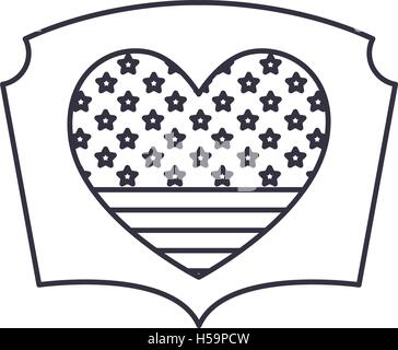 Drapeau usa Silhouette à l'intérieur design coeur Illustration de Vecteur