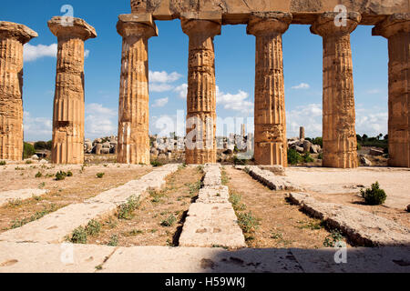 Temple de Selinunte Sicile Italie ancienne ville grecque située sur la côte sud-ouest de la Sicile Banque D'Images