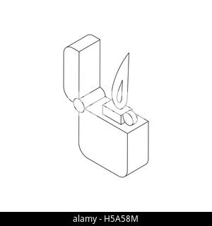 Plus léger de poche avec le feu, l'icône de style 3D isométrique Illustration de Vecteur