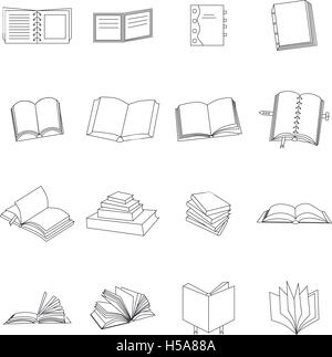 Mince livre icons set Illustration de Vecteur