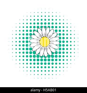Fleur de camomille, icône de style bande dessinée Illustration de Vecteur