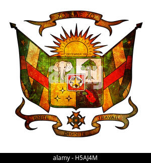 Vieux isolated over White Coat of Arms of Central African Republic Banque D'Images