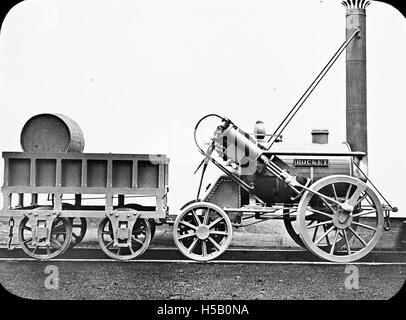'The Rocket' était une locomotive pionnière conçue par George Stephenson en 1829. Il a marqué un progrès significatif dans la technologie ferroviaire, conduisant à l'expansion rapide des réseaux ferroviaires en Grande-Bretagne et dans le monde entier. Banque D'Images