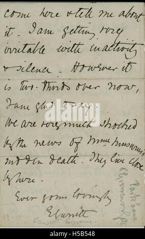 Une lettre d'Elizabeth Garrett Anderson à Millicent Garret Fawcett, deux activistes pionnières du suffrage féminin, offrant un aperçu de leur correspondance et de leurs contributions au mouvement des droits des femmes au Royaume-Uni. Banque D'Images