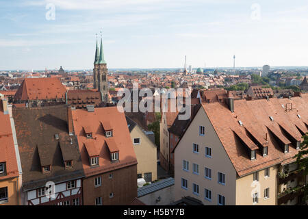 Vue sur les toits rouges de Munich. Banque D'Images