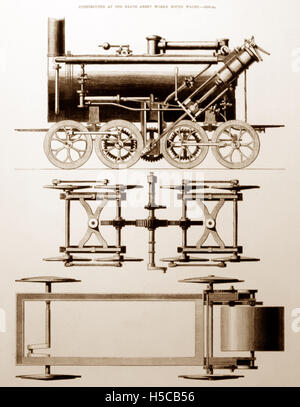 Neath Abbey grils locomotive de chemin de fer - circa 1840 Banque D'Images