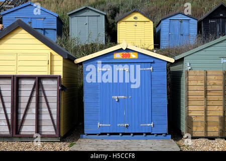 Cabines de plage en UK / Milford sur Sea-New Forest Banque D'Images