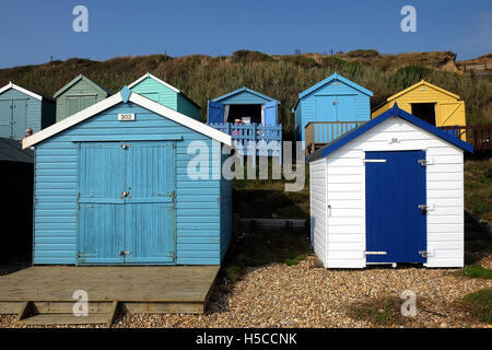 Cabines de plage en UK / Milford sur Sea-New Forest Banque D'Images