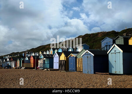 Cabines de plage en UK / Milford sur Sea-New Forest Banque D'Images