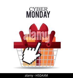 Panier cadeaux design Cyber Monday Illustration de Vecteur