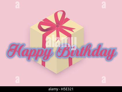 Joyeux anniversaire avec boîte-cadeau en rose Illustration de Vecteur