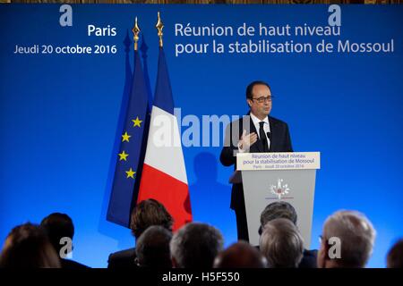 Paris, France. 20 octobre, 2016. La réunion ministérielle pour la stabilisation de Mossoul, le jeudi 20 octobre, Quai D'Orsay, Paris, Président de la France, François Hollande. Credit : Ania Freindorf/Alamy Live News Banque D'Images