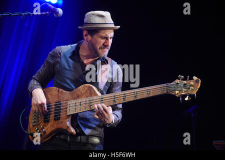 Prerov, République tchèque. 20 Oct, 2016. Le bassiste Michael Krasny de Celula New York ouvrir le 33e Festival de Jazz de Prerov, République tchèque, le 20 octobre 2016. © Ludek Perina/CTK Photo/Alamy Live News Banque D'Images