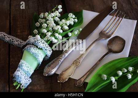 Vintage couverts et de bouquet Banque D'Images