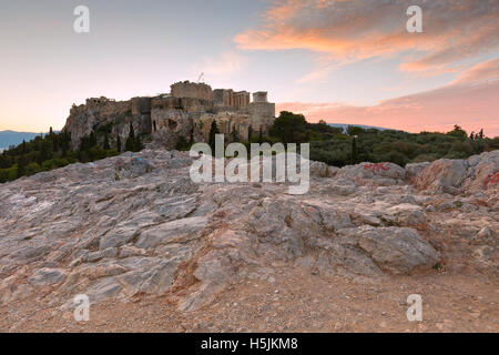 Vue de l'acropole d'Athènes, l'Aréopage hill. Banque D'Images