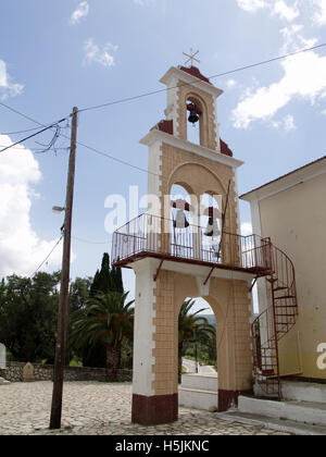 Clocher à l'église orthodoxe Saint Kyriaki, les xanthates Corfu Grèce Banque D'Images