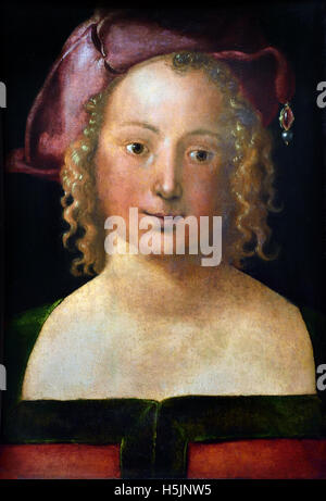 Bildnis eines Mädchens mit Barrett - Portrait d'une jeune fille avec beret 1505 Albrecht Dürer 1471 - 1528 Allemand Allemagne Allemand Allemagne Banque D'Images