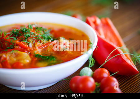 Soupe de tomates et poivrons doux Banque D'Images