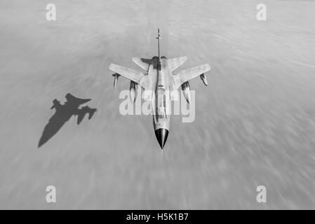 Une représentation d'un Tornado de la Royal Air Force, GR.1 à basse altitude sur le désert irakien pendant l'opération Tempête du désert.