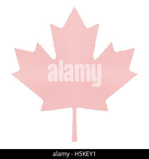 Symbole de la feuille d'érable radial rouge motif de points. Feuille de caractéristiques l'érable et symbole national du Canada. Formée par des points. Banque D'Images