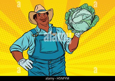 African American farmer au chou Illustration de Vecteur