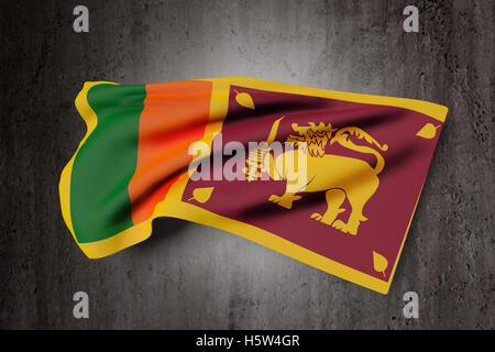 Le rendu 3D de la République socialiste démocratique de Sri Lanka à brandir le drapeau sur l'arrière-plan Banque D'Images